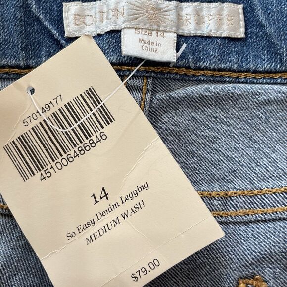 Boston Proper SO EASY DENIM LEGGING Women’s 14 Blue Pull On Stretch Jeans NEW - Picture 7 of 10